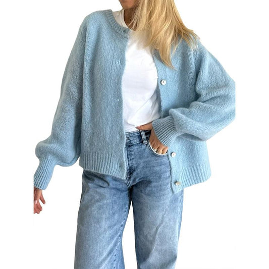 Y2k Knitted Cropped Cardigan Sweaters Women Long Sleeve Button Down Open Front Casual Cardigan Knitwear Top