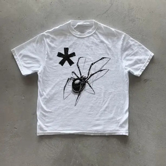 Y2k Spider T-Shirt, Vintage Graphic Tees Gothic Grunge Y2k Emo Scene Amity Affliction Style Clothes Men Women Streetwear