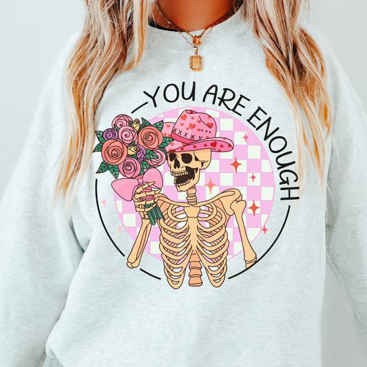 YOU ARE ENOUGH CREWNECK (Crewneck Sweatshirt, Unisex Fit, Casual Sweatshirt ) Cotton Womenswear