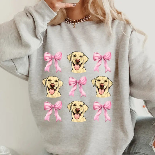 Yellow Lab with Bows Sweatshirt ~ Sweatshirt Unisex Apparel Relaxed Fit Printed in the USA Clothing Womenswear Casual and Comfortable