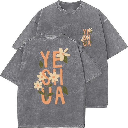Yeshua Unisex Washed T-Shirt, Christian t shirts, Vintage 90s Graphic Tee, Gift Top Womenswear Cotton Mineral Color