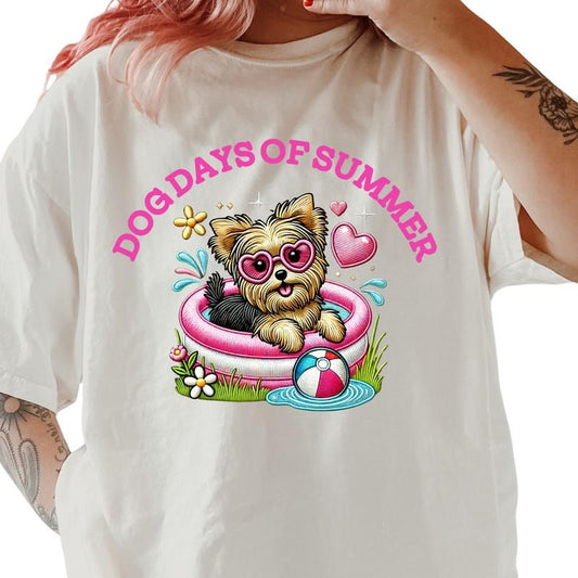 Yorkie Dog Days of Summer Shirt ~ Unisex Apparel Relaxed Fit Printed In The USA Clothing Womenswear Casual Comfort Cotton Top Athletic Boho Chic