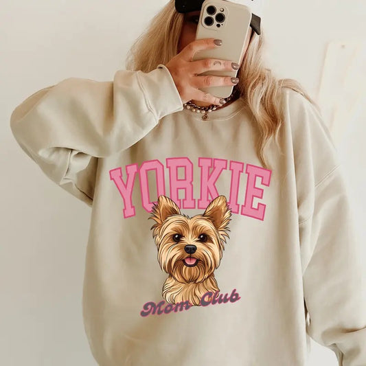 Yorkie Mom Club Sweatshirt ~ Sweatshirt Unisex Apparel Relaxed Fit Printed in the USA Clothing Womenswear Casual and Comfortable