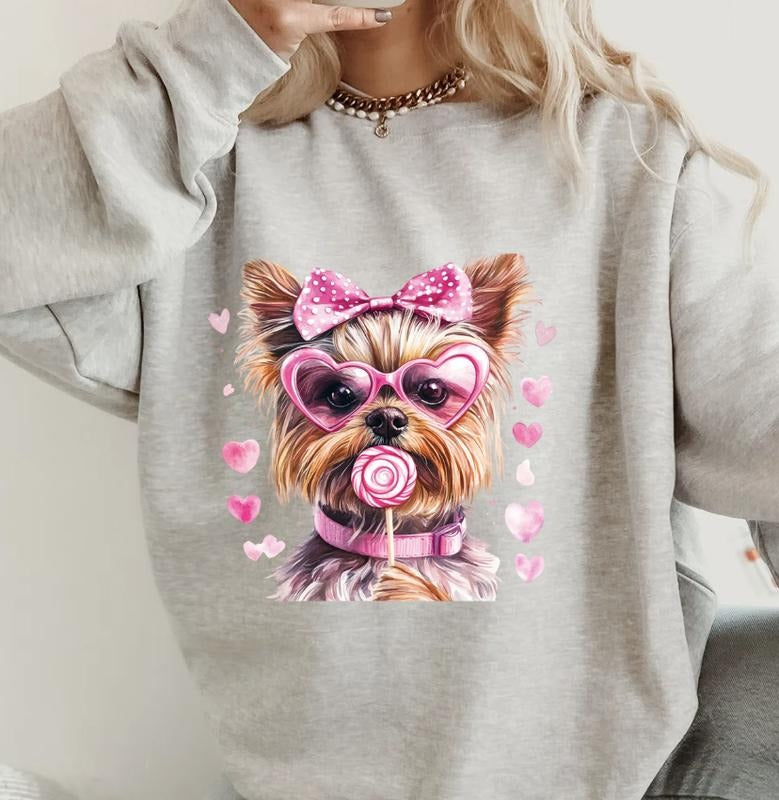 Yorkie Valentines day Sweatshirt ~ Sweatshirt Unisex Apparel Relaxed Fit Printed in the USA Clothing Womenswear Casual and Comfortable