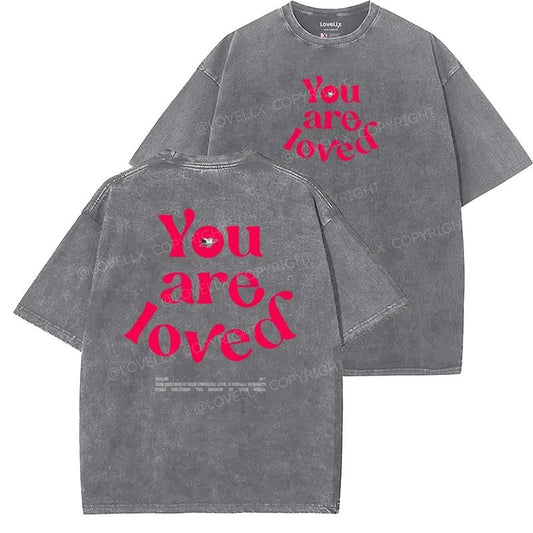 You Are Loved Unisex Washed T-Shirt, Vintage 90s Graphic Tee, Gift Top Womenswear Cotton