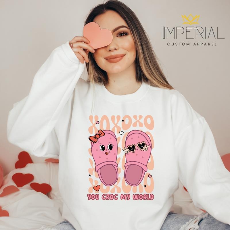 You Croc My World Valentine's Day T-Shirt, Valentine's Day Sweatshirt, Valentine's Day 2024 Sweatshirt, Vday Sweatshirt