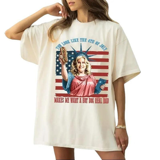 You Look Like The 4th Of July Makes Me Want A Hot Dog Real Bad  Shirt, Independence Day, 4th Of July Gift, Casual Cotton Top Shirt For Men And Women