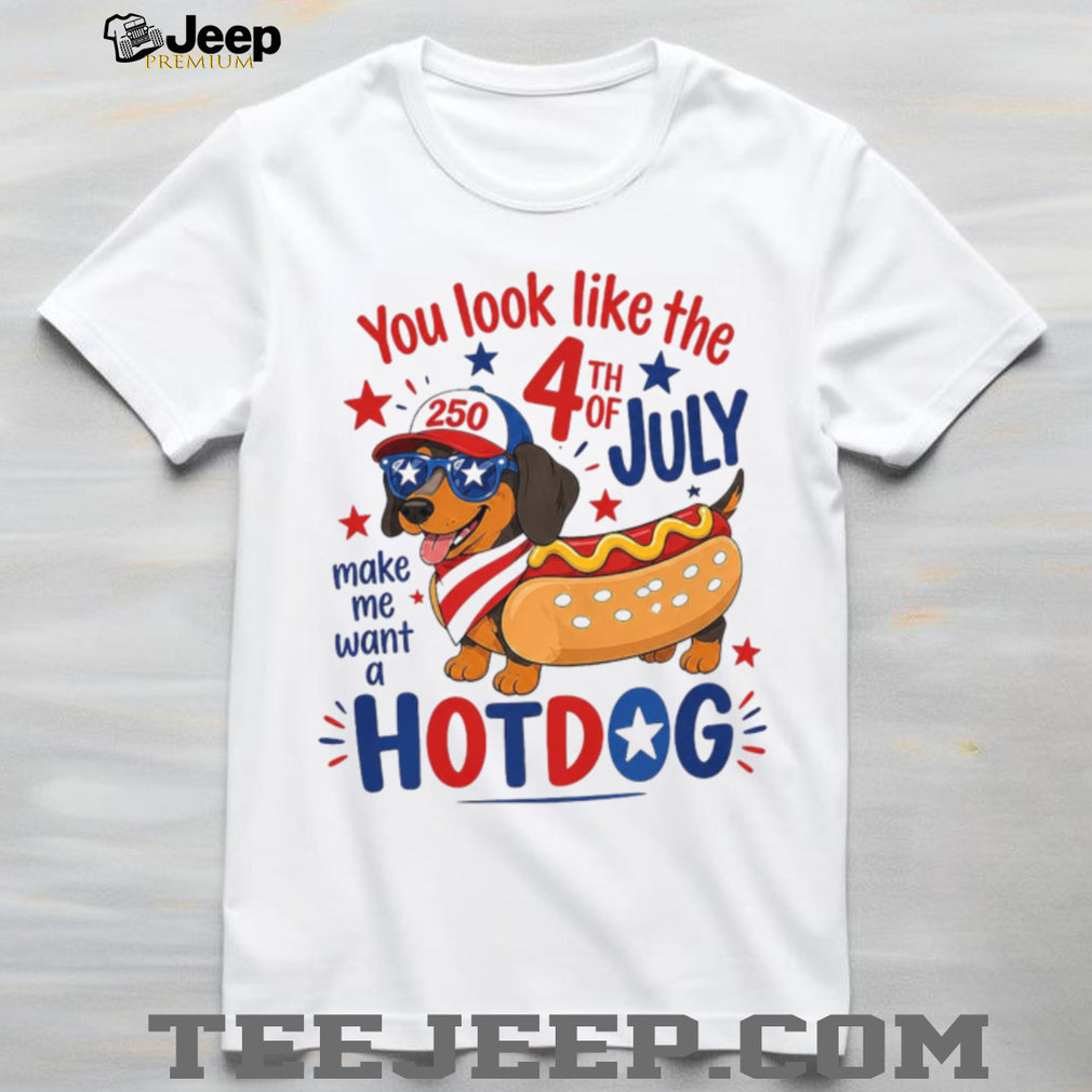 You Look Like the 4th of July Make Me Want a Hotdog Dachshund Shirt