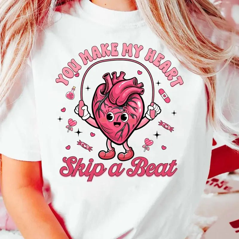 You Make My Heart Skip A Beat Shirt, Cardiology Valentine Shirt, Valentine Cardiac Nurse Shirt, Valentines Day Nurse Shirt, Gift For Nurse