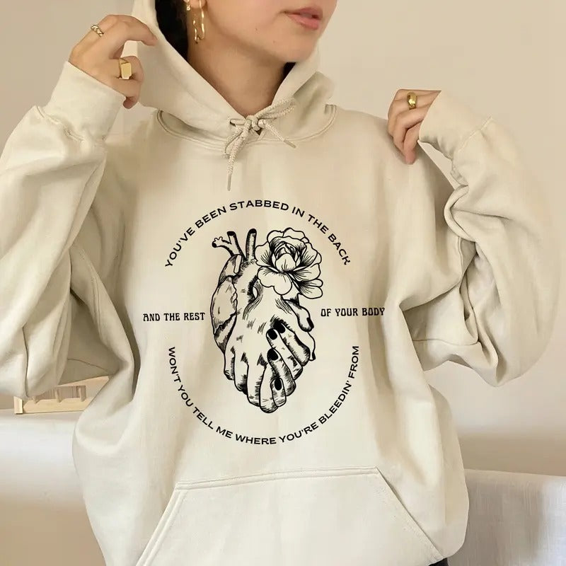 You've Been Stabed In Back, Country Music Lyrics, Concert Outfit, ZB Fan Merch, Unisex Sweater Pullover Tee