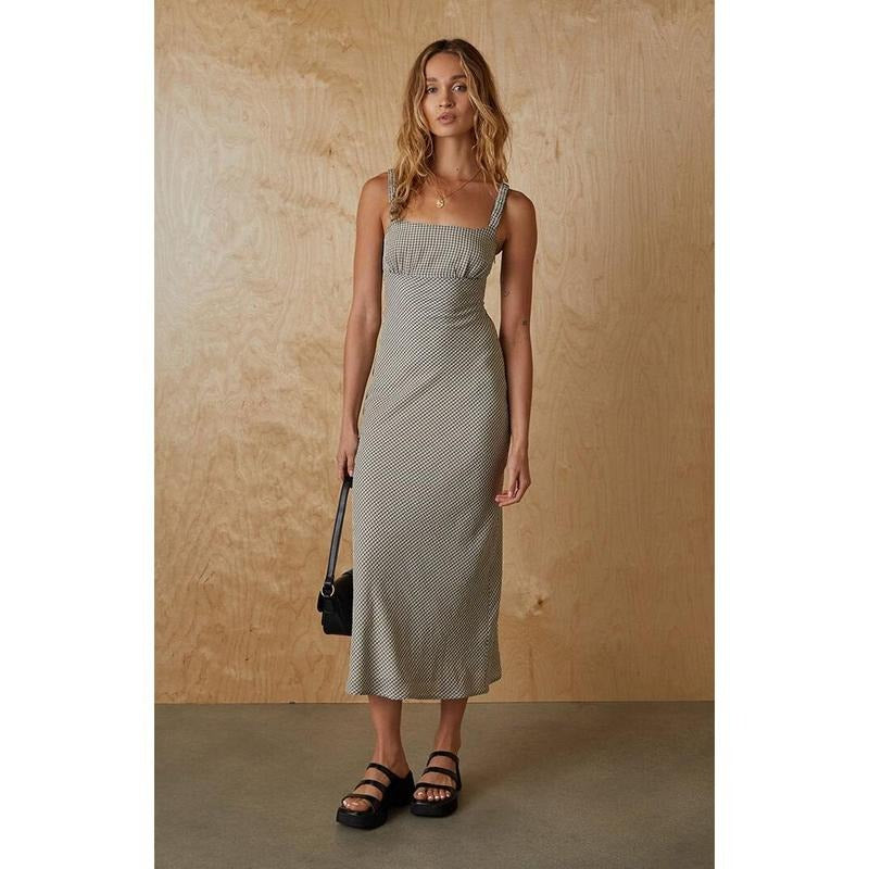 Your Favorite Women's Plaid Bustier Midi Dress