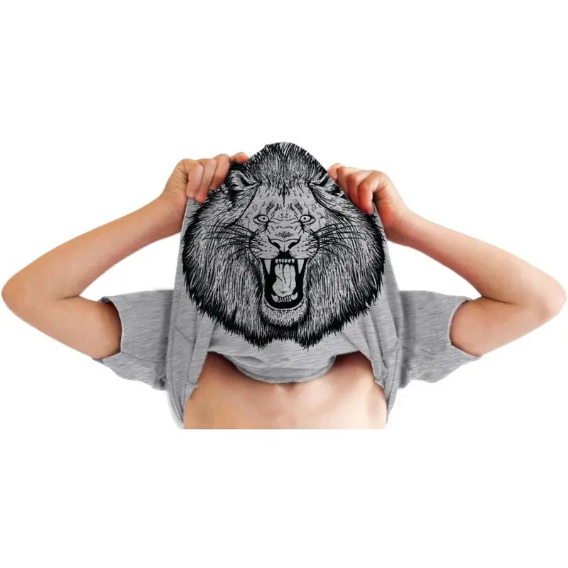 Youth Ask Me About My Lion Flip T Shirt Funny Crazy Cat Flipover Tee for Kids Funny T Shirts Animal Tops for Kids Funny Flip Short Sleeve Novelty Tees for Kids Light Grey