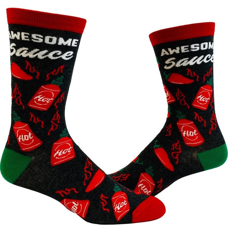 Youth Awesome Sauce Socks Funny Spicy Hot Sauce Lover Graphic Novelty Footwear Funny Graphic Socks Comfortable Fitted...