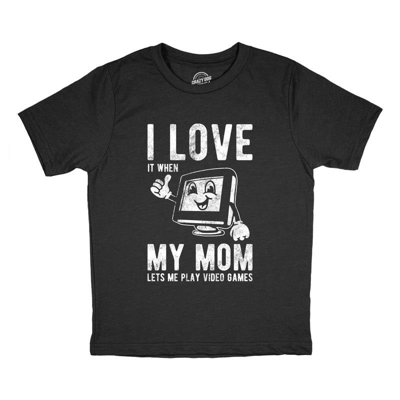 Youth Funny T Shirts I Love It When My Mom Lets Me Play Video Games Sarcastic Tee For Kids Funny T Shirts Sarcastic Tops...
