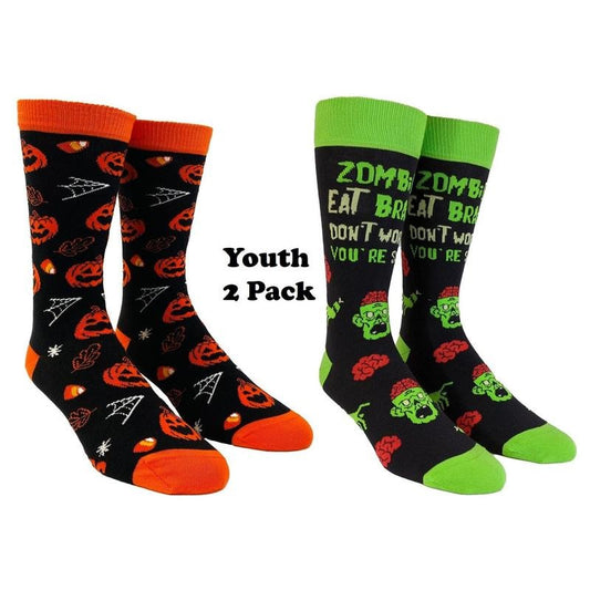 Youth Halloween Socks Funny Zombie Pumpkin Scary Footwear Funny Graphic Socks Comfortable Fitted Spandex Cotton