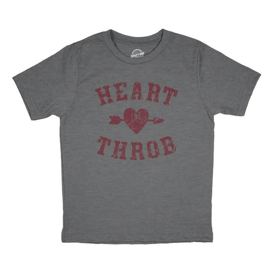 Youth Heart Throb T Shirt Cute Valentines Day T Shirts for Kids Funny T Shirts Love Tops for Kids Novelty Tees for Kids Dark Grey