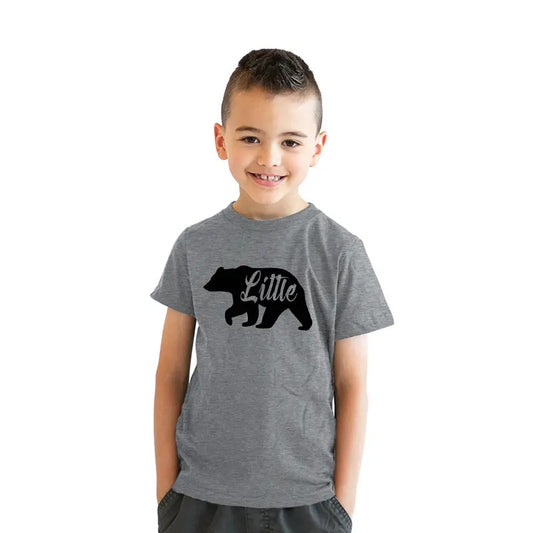 Youth Little Bear Cute Gift for Children Brother Funny Novelty Family T shirt Funny T Shirts Funny Animal Short Sleeve Novelty Tees for Kids Light Grey