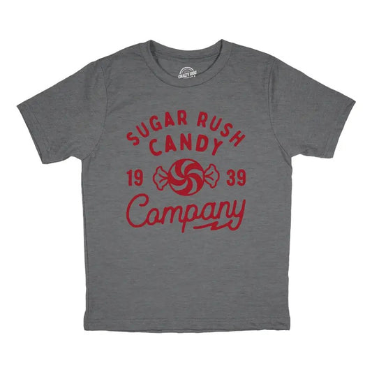 Youth Sugar Rush Candy Company T Shirt Funny Cute Sweet Treat Tee For Kids Funny T Shirts Funny Food T Shirt Novelty T Shirts for Kids Dark Grey
