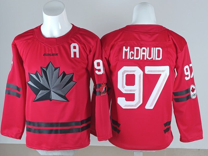 Youth Canada Hockey #97 Connor McDavid Canada 2026 Winter Olympics Youth Style 3