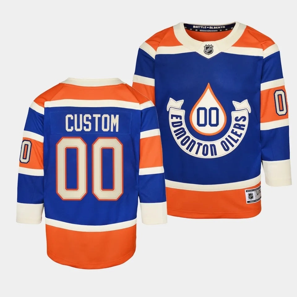 Youth Edmonton Oilers 2023 NHL Heritage Classic Royal Authentic Jersey Style 3