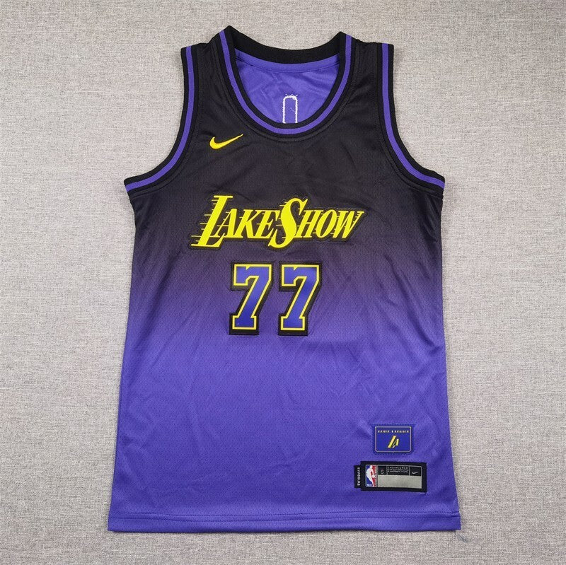 Youth Los Angeles Lakers #77 Luka Doncic Youth 25 Lakers 77 # Doncic Purple City Edition Style 1
