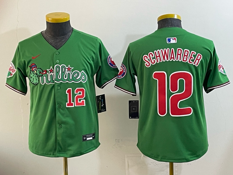 Youth Philadelphia Phillies #12 Kyle Schwarber Phillies Collaboration Youth Style 1