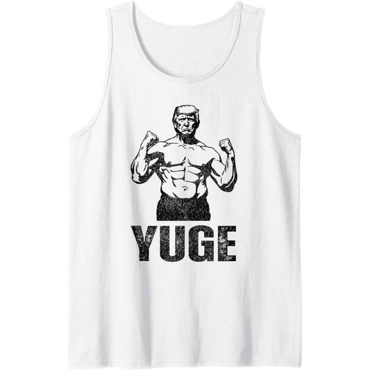 Yuge Muscular Flex Trump Funny Patriotic Vintage Workout Gym Tank Top Made in USA