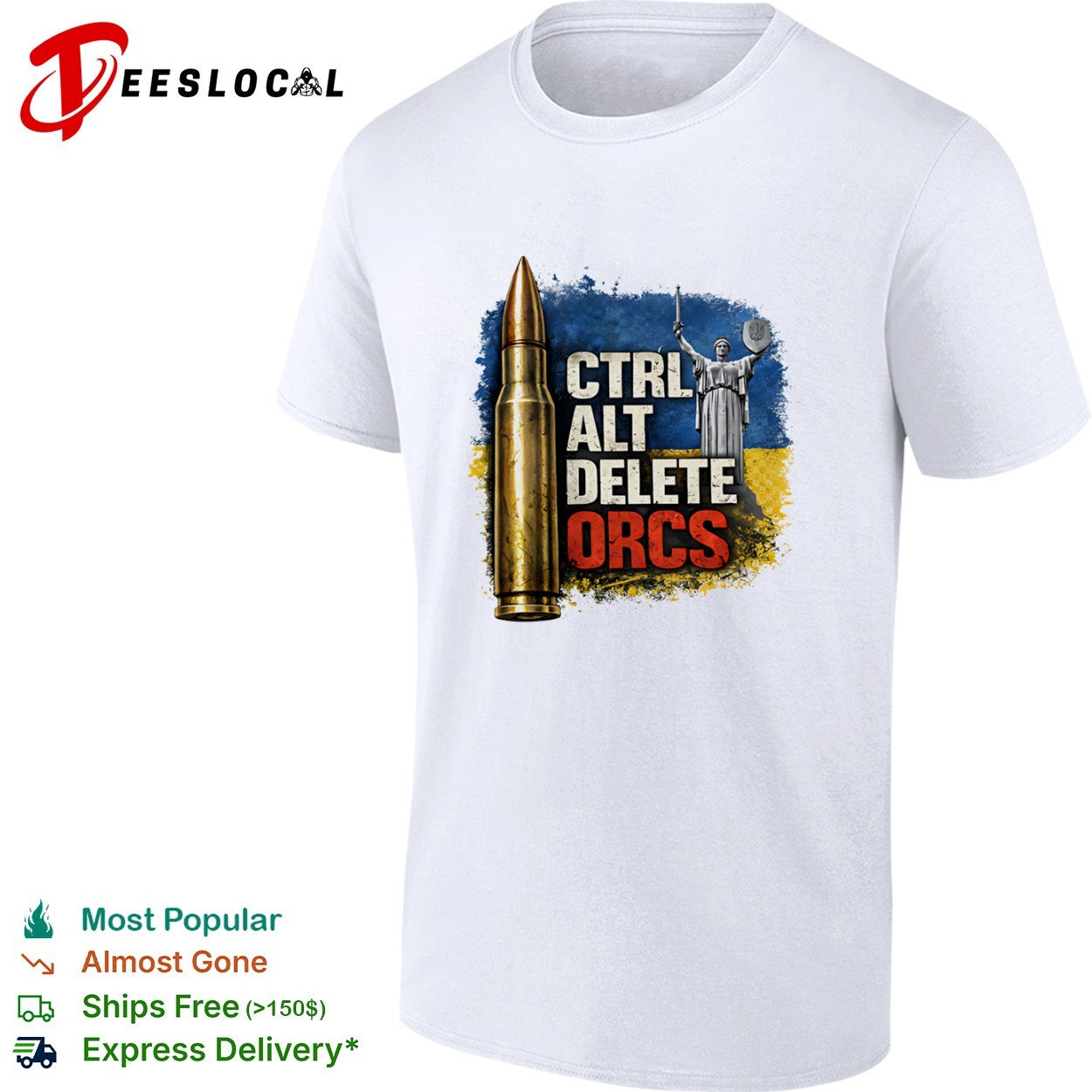 Ctrl Alt Delete Orcs Ukraine Motherland Monument Bullet shirt