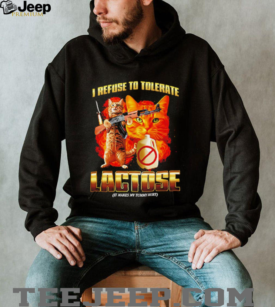 I Refuse To Tolerate Lactose Funny Orange Cat AK 47 T Shirt