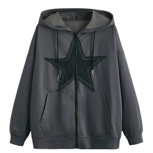 Zip Front Drawstring Hoodie Pullover Long Sleeve Casual Sweatshirt Top