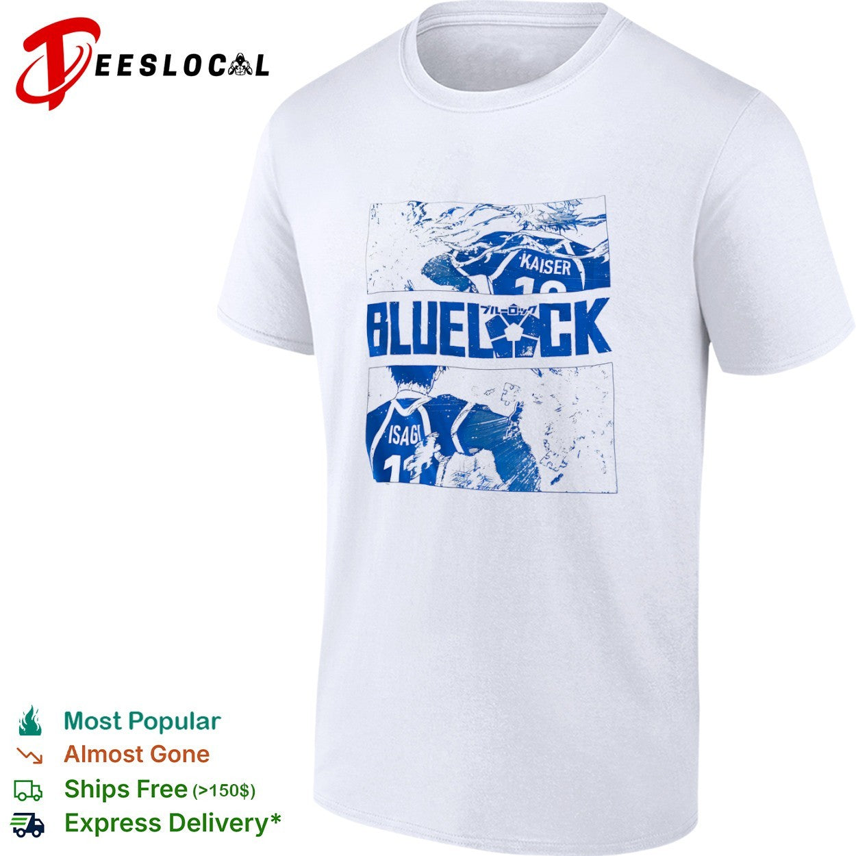 Blue Lock Isagi 11 and Kaiser 10 shirt