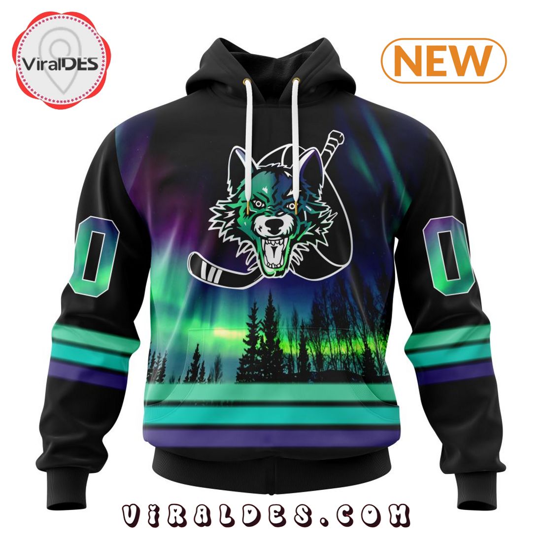 AHL Chicago Wolves Special Northern Lights Hoodie