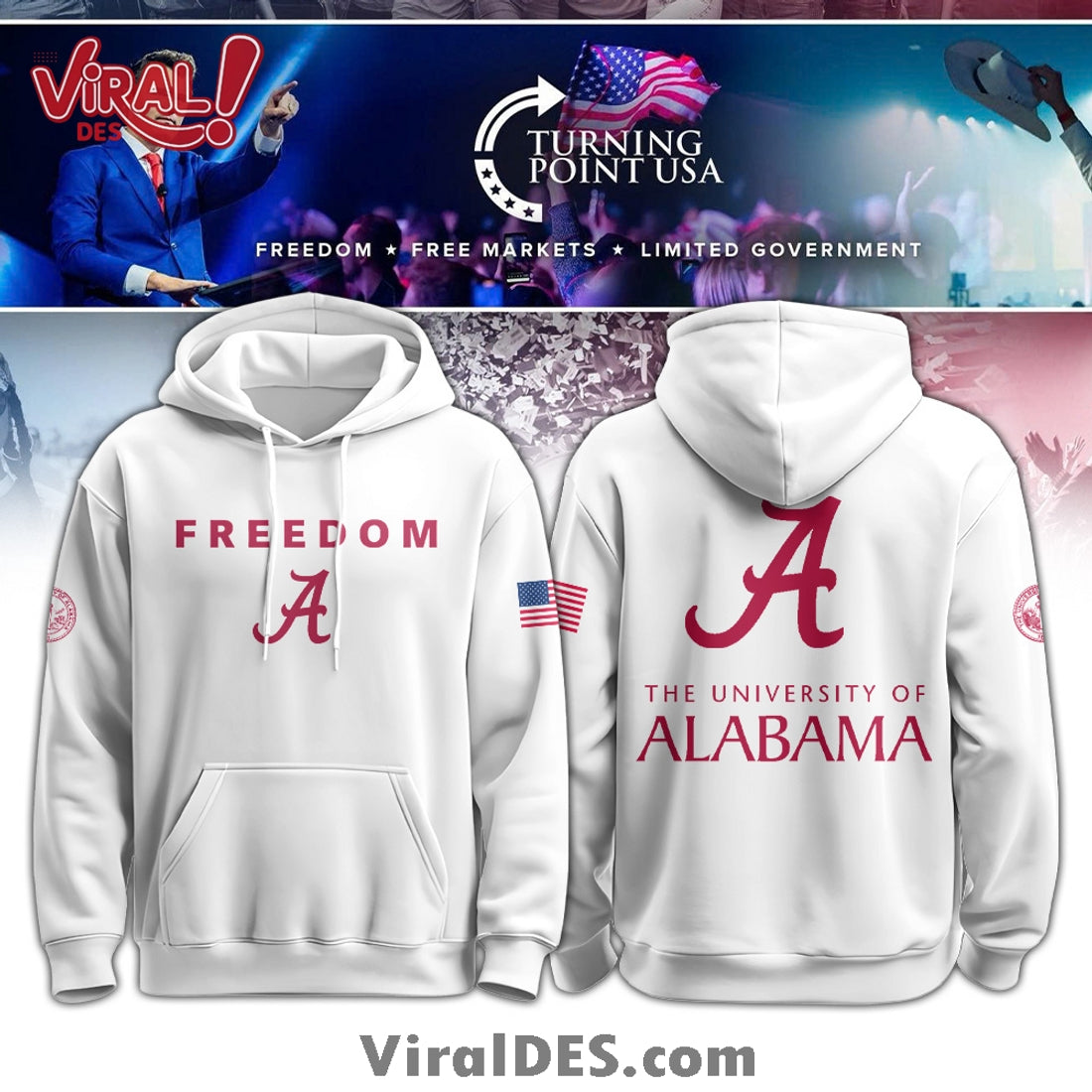 Alabama Campus Freedom 2025 White Hoodie