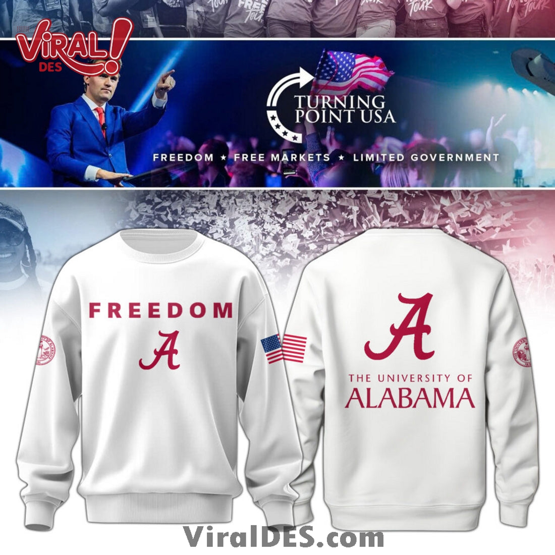 Alabama Campus Freedom 2025 White Hoodie