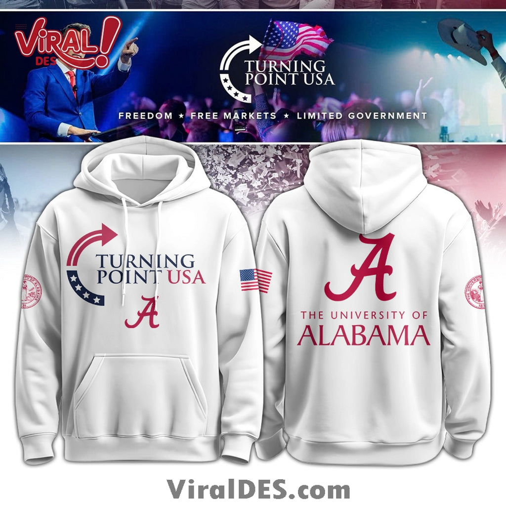 Alabama Campus Turning Point USA White Hoodie And Cap