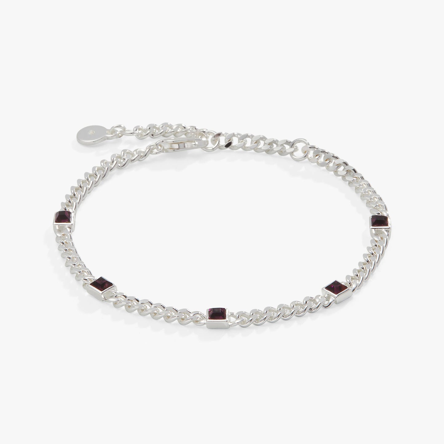 February Birthstone Amethyst Curb Chain Bracelet