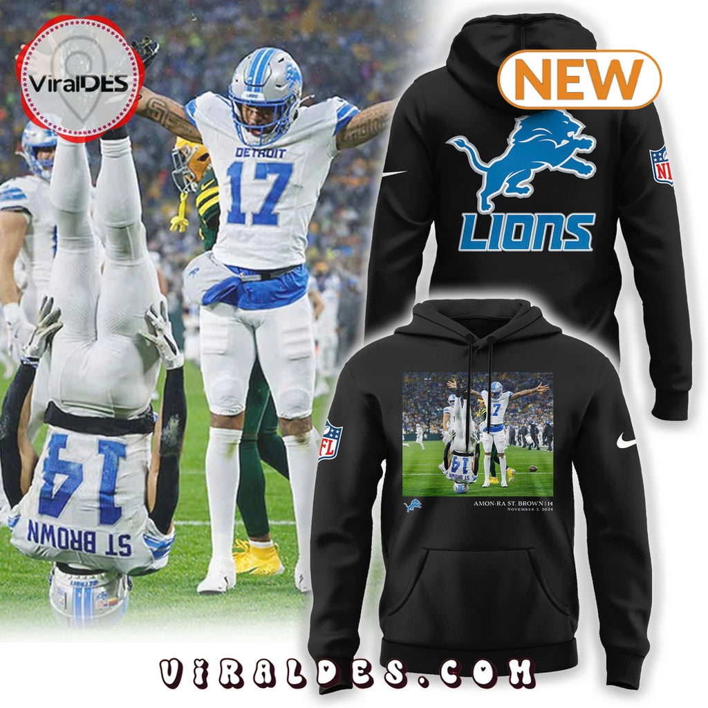 Amon Ra St. Brown Black Detroit Lions Hoodie, Jogger, Cap