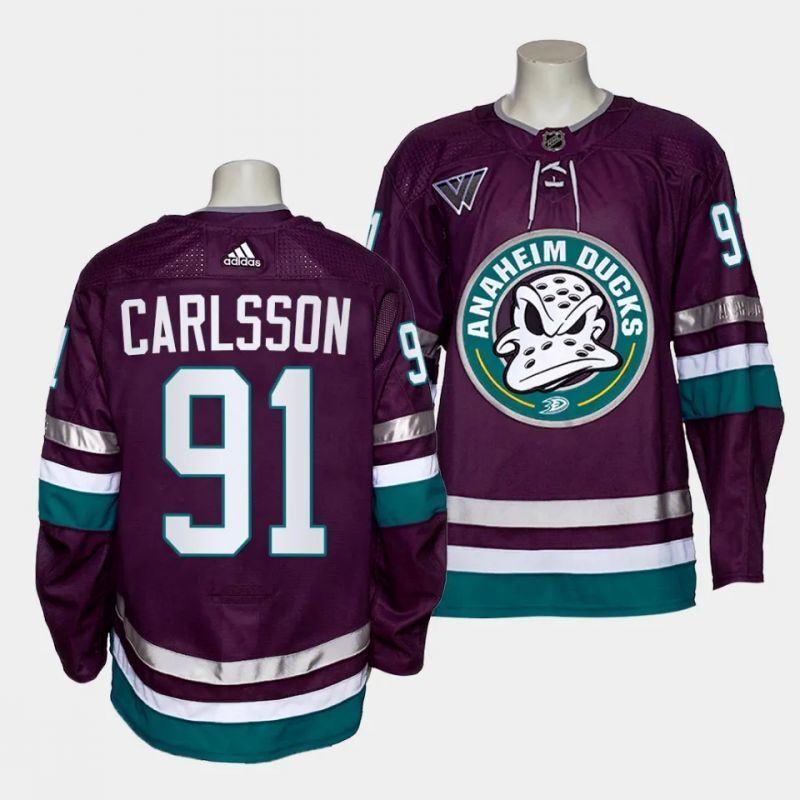 anaheim ducks #91 leo carlsson alternate navy 30th season jersey