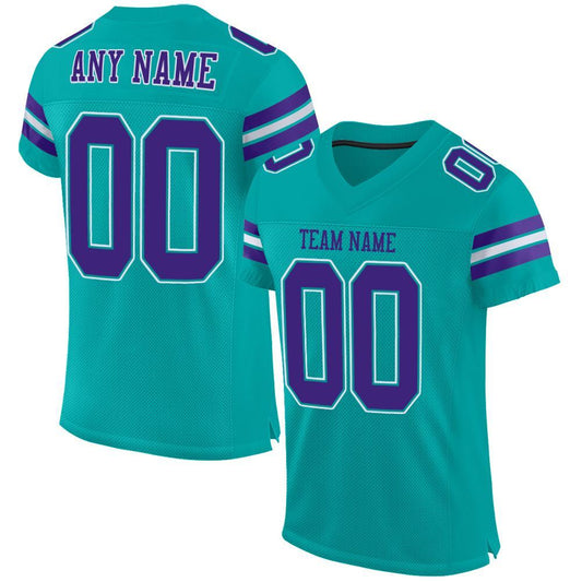 Custom Aqua Purple-White Mesh Authentic Football Jersey T-Shirts, Hoodie, Sweatshirt | WearSparks.com (Image 1)