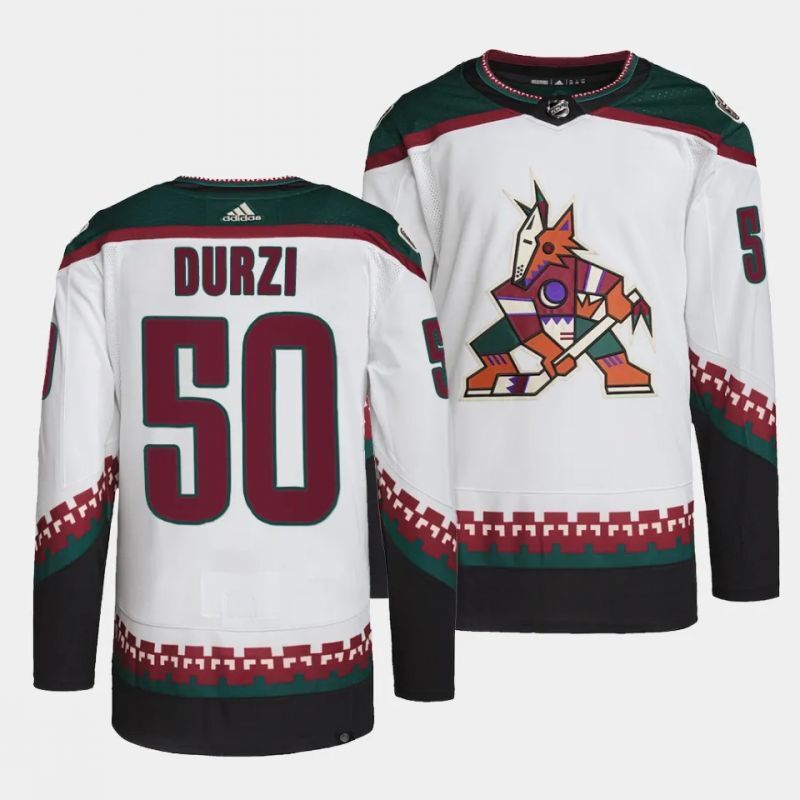arizona coyotes #50 sean durzi 2022-23 away white authentic pro jersey