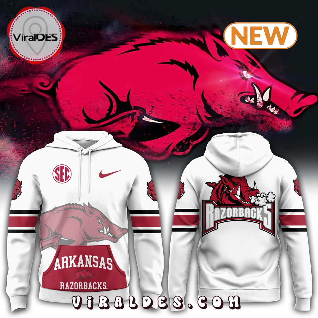 Arkansas Razorbacks Football White Eidtion Hoodie