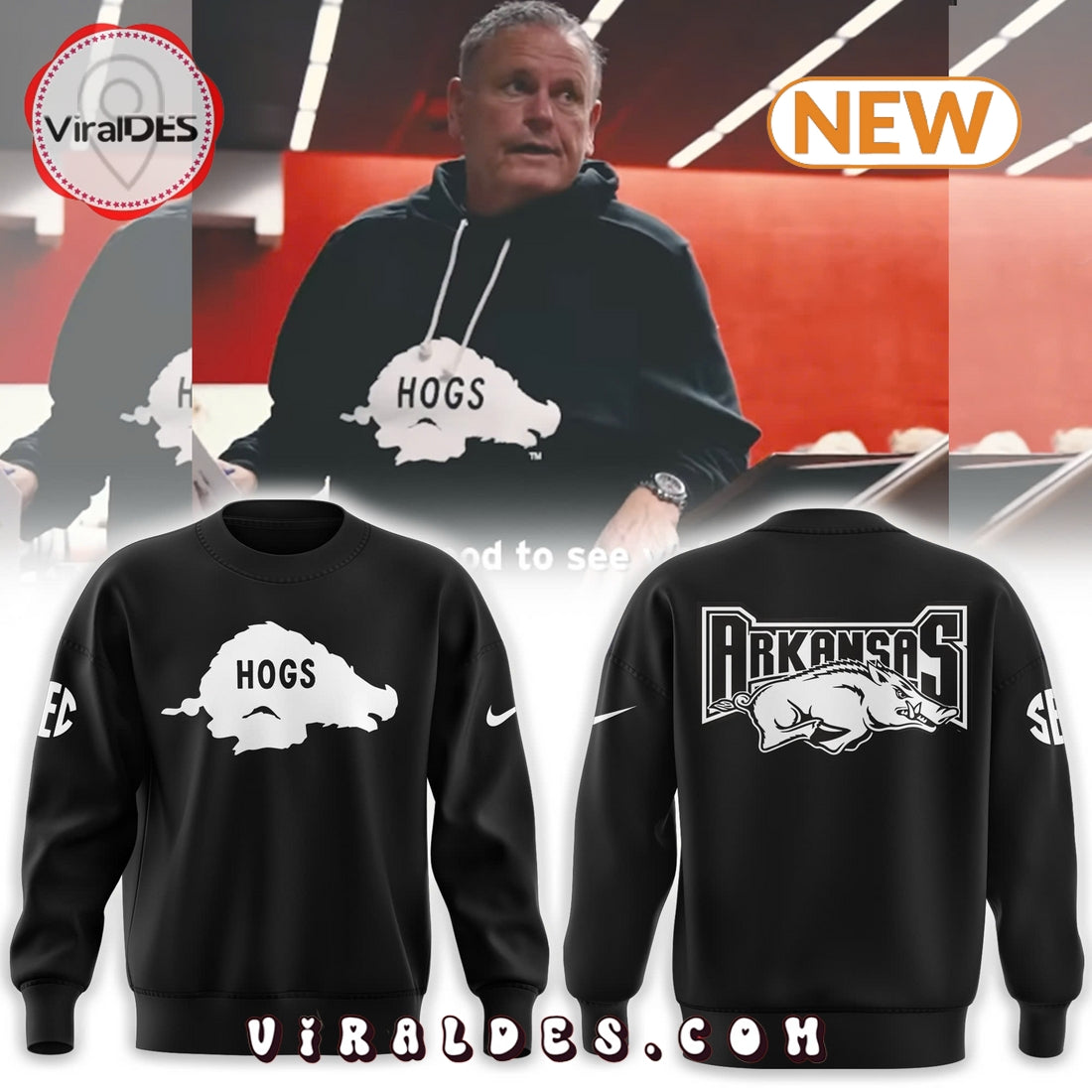 Arkansas Razorbacks HOGS Black Hoodie