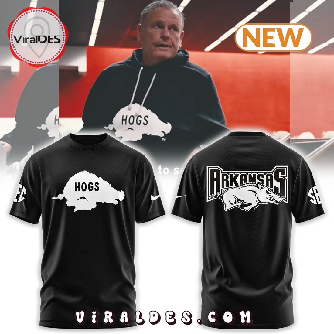 Arkansas Razorbacks HOGS Black Hoodie