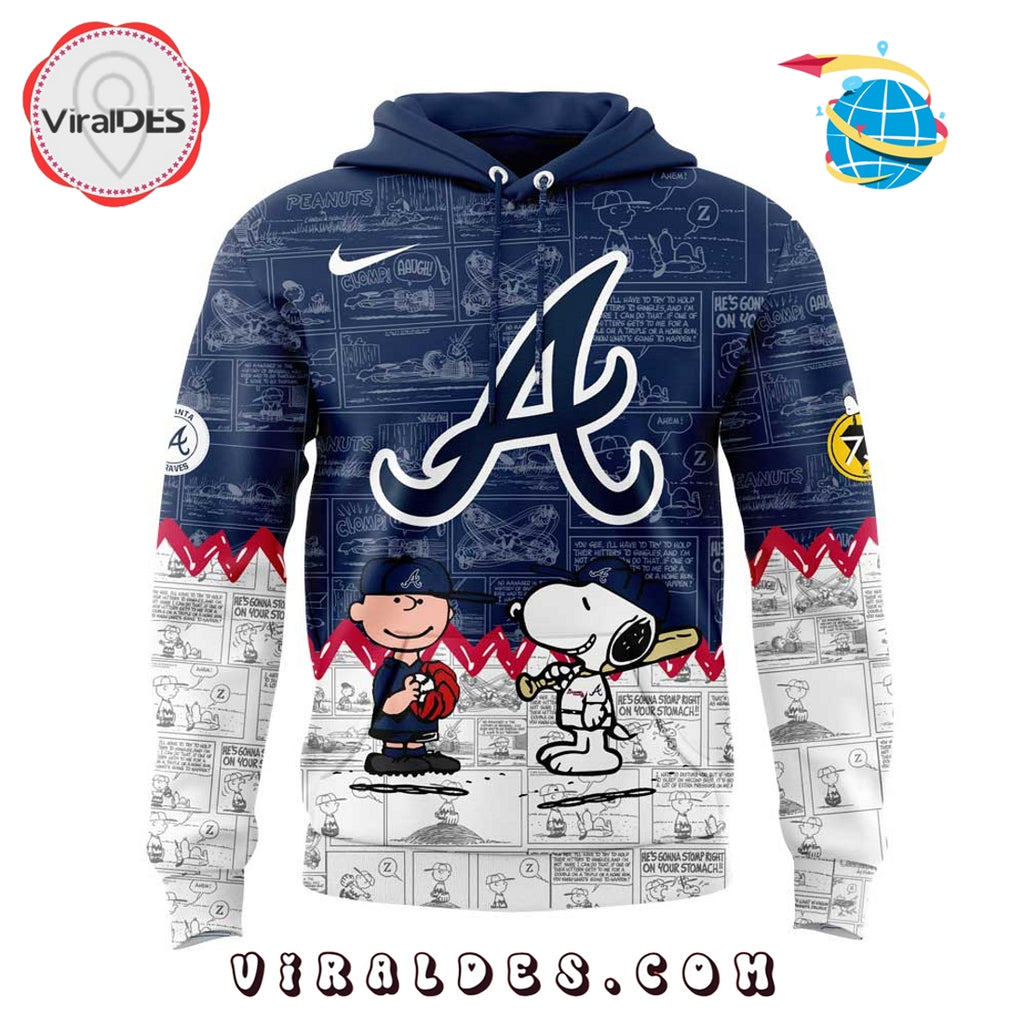 Atlanta Braves 75th Anniversary Peanuts Navy Hoodie, Jogger, Cap