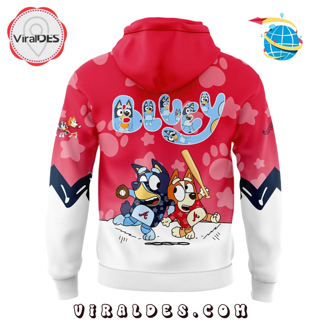 Atlanta Braves x Bluey and Bingo Red Hoodie, Jogger, Cap