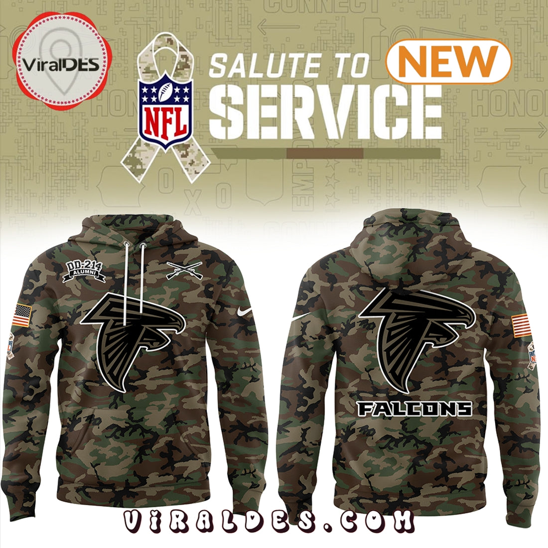 Atlanta Falcons 2024 Camo Salute to Service Hoodie, Jogger, Cap