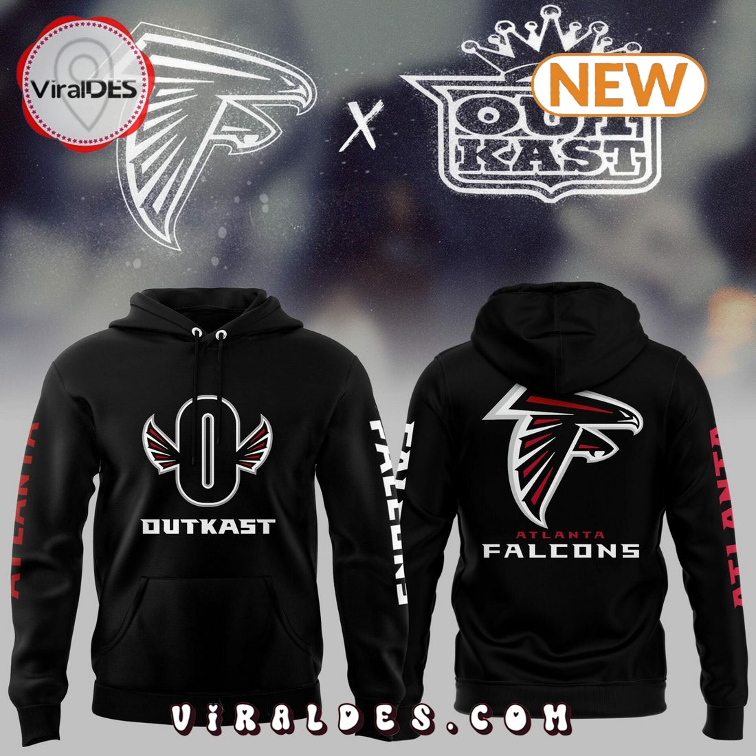 Atlanta Falcons x Outkast Football Black Zip Hoodie