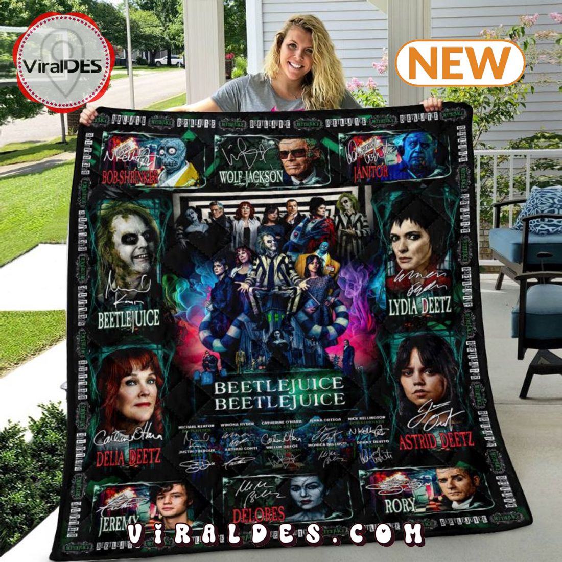 Beetlejuice Characters Quilt Blanket