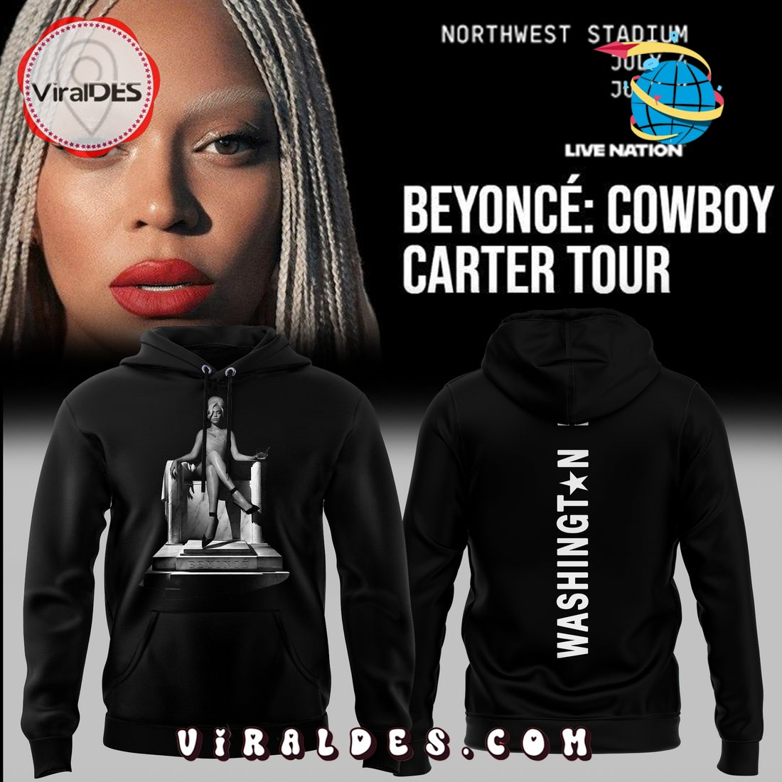 Beyonce x Washington DC Black Hoodie 2025