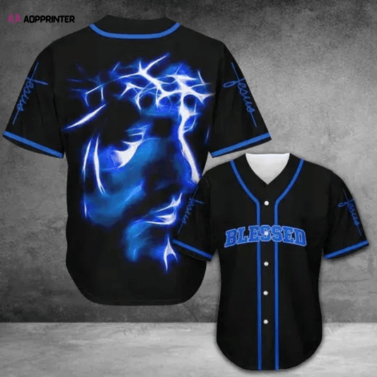Blessed Blue Light Baseball Jersey Colorful Adult Unisex Sizes S - 5XL - Aopprinter